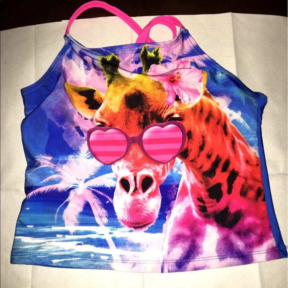 *NWOT* Girls 2 piece Blue & Pink Tankini Swim Set Sz-M - Picture 3 of 4